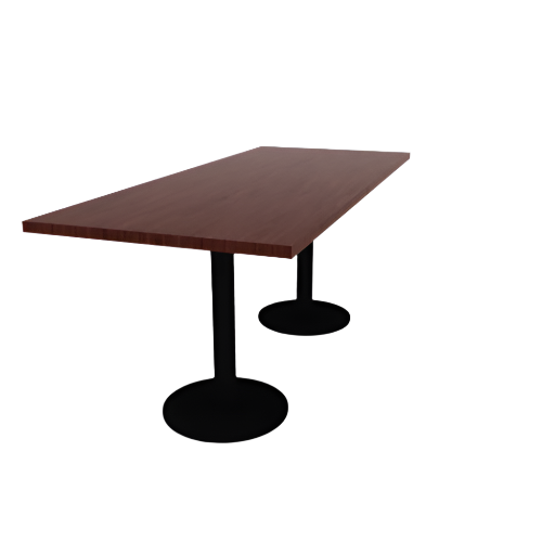 Proof 30" x 72" Rectangle Pedestal Cafe Table with Round Steel Base Pair HPL Top