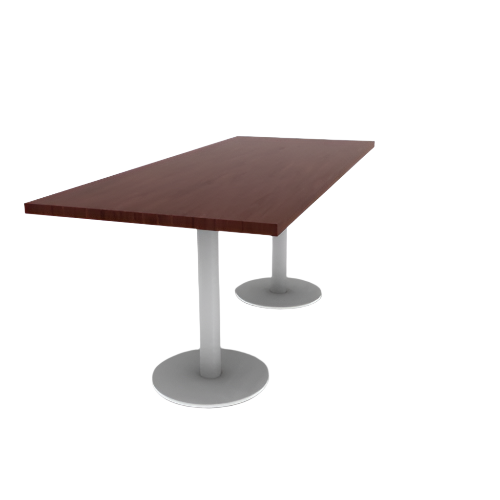 Proof 30" x 72" Rectangle Pedestal Cafe Table with Round Steel Base Pair HPL Top