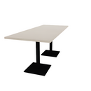 Proof 30" x 72" Rectangle Pedestal Cafe Table with Square Steel Base Pair HPL Top