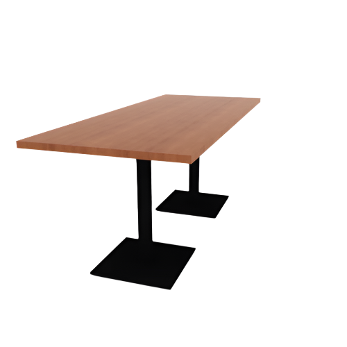 Proof 30" x 72" Rectangle Pedestal Cafe Table with Square Steel Base Pair HPL Top