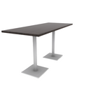 Proof 30" x 72" Rectangle Pedestal Counter Table with Square Steel Base Pair HPL Top