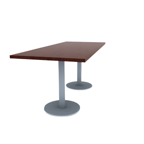 Proof 30" x 72" Rectangle Pedestal Cafe Table with Round Stainless Steel Base Pair HPL Top