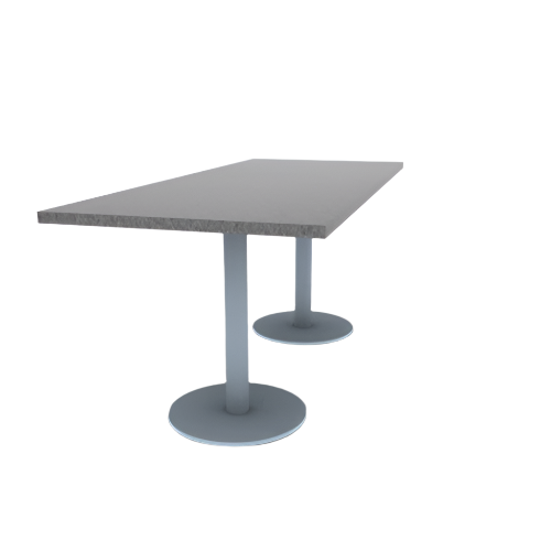 Proof 30" x 72" Rectangle Pedestal Cafe Table with Round Stainless Steel Base Pair HPL Top