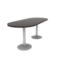 Proof 30" x 72" Racetrack Pedestal Cafe Table with Round Base Pair HPL Top
