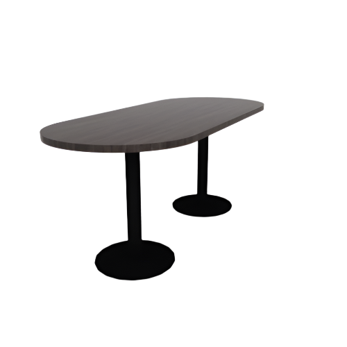 Proof 30" x 72" Racetrack Pedestal Cafe Table with Round Base Pair HPL Top