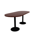Proof 30" x 72" Racetrack Pedestal Cafe Table with Round Base Pair HPL Top