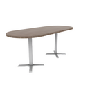 Proof 30" x 72" Racetrack Pedestal Cafe Table with X-Base Pair HPL Top