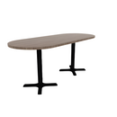 Proof 30" x 72" Racetrack Pedestal Cafe Table with X-Base Pair HPL Top