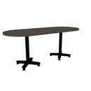 Proof 30" x 72" Racetrack Pedestal Cafe Table with Arched Base Pair HPL Top