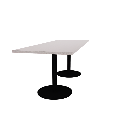 Proof 30" x 84" Rectangle Pedestal Cafe Table with Round Steel Base Pair HPL Top