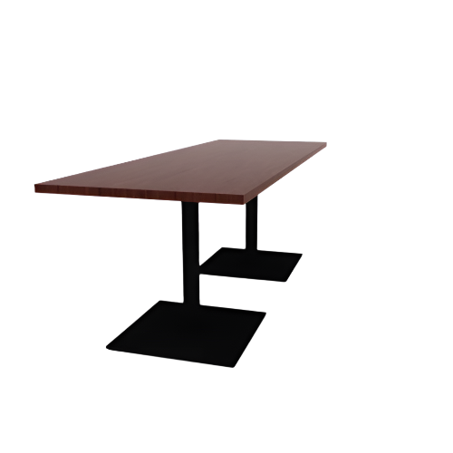 Proof 30" x 84" Rectangle Pedestal Cafe Table with Square Steel Base Pair HPL Top