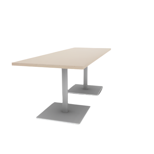 Proof 30" x 84" Rectangle Pedestal Cafe Table with Square Steel Base Pair HPL Top