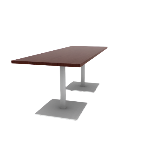 Proof 30" x 84" Rectangle Pedestal Cafe Table with Square Steel Base Pair HPL Top