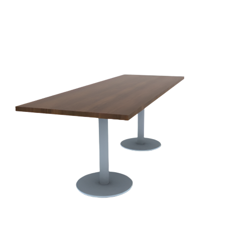 Proof 30" x 84" Rectangle Pedestal Cafe Table with Round Stainless Steel Base Pair HPL Top