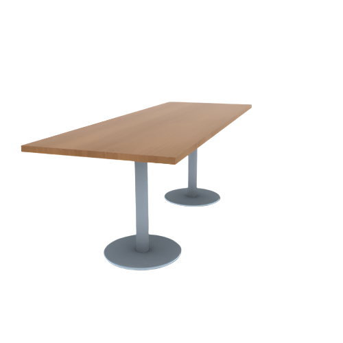 Proof 30" x 84" Rectangle Pedestal Cafe Table with Round Stainless Steel Base Pair HPL Top