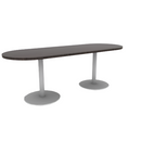Proof 30" x 84" Racetrack Pedestal Cafe Table with Round Base Pair HPL Top