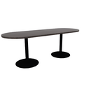 Proof 30" x 84" Racetrack Pedestal Cafe Table with Round Base Pair HPL Top