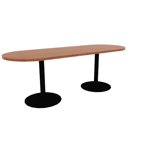 Proof 30" x 84" Racetrack Pedestal Cafe Table with Round Base Pair HPL Top