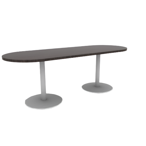 Proof 30" x 84" Racetrack Pedestal Cafe Table with Round Base Pair HPL Top