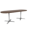 Proof 30" x 84" Racetrack Pedestal Cafe Table with X-Base Pair HPL Top
