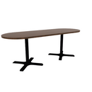 Proof 30" x 84" Racetrack Pedestal Cafe Table with X-Base Pair HPL Top