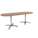 Proof 30" x 84" Racetrack Pedestal Cafe Table with Arched Base Pair HPL Top