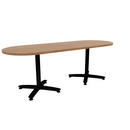 Proof 30" x 84" Racetrack Pedestal Cafe Table with Arched Base Pair HPL Top