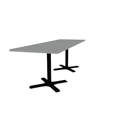 Proof 30" x 96" Rectangle Pedestal Cafe Table with X-Base Pair HPL Top