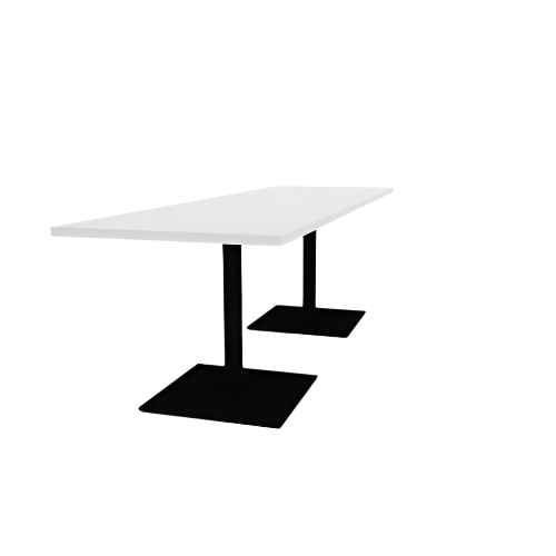 Proof 30" x 96" Rectangle Pedestal Cafe Table with Square Steel Base Pair HPL Top