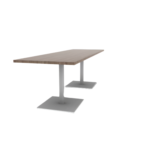 Proof 30" x 96" Rectangle Pedestal Cafe Table with Square Steel Base Pair HPL Top