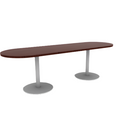 Proof 30" x 96" Racetrack Pedestal Cafe Table with Round Base Pair HPL Top