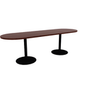 Proof 30" x 96" Racetrack Pedestal Cafe Table with Round Base Pair HPL Top