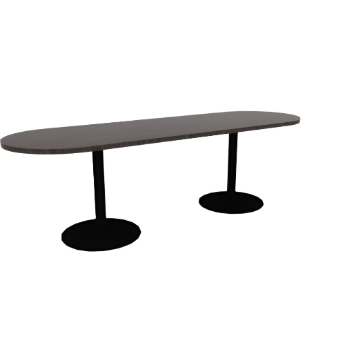 Proof 30" x 96" Racetrack Pedestal Cafe Table with Round Base Pair HPL Top