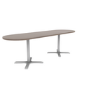 Proof 30" x 96" Racetrack Pedestal Cafe Table with X-Base Pair HPL Top