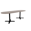 Proof 30" x 96" Racetrack Pedestal Cafe Table with X-Base Pair HPL Top