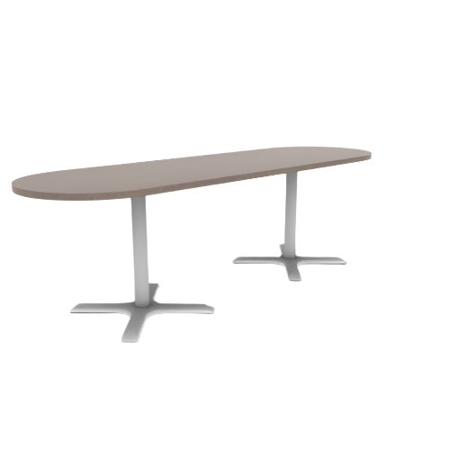 Proof 30" x 96" Racetrack Pedestal Cafe Table with X-Base Pair HPL Top