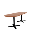 Proof 30" x 96" Racetrack Pedestal Counter Table with X-Base Pair HPL Top