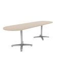 Proof 30" x 96" Racetrack Pedestal Cafe Table with Arched Base Pair HPL Top