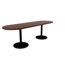 Proof 30" x 96" Racetrack Pedestal Cafe Table with Round Steel Base Pair HPL Top