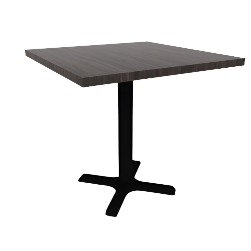 Proof 30" Square Pedestal Cafe Table with Cast Iron X-Base HPL Top