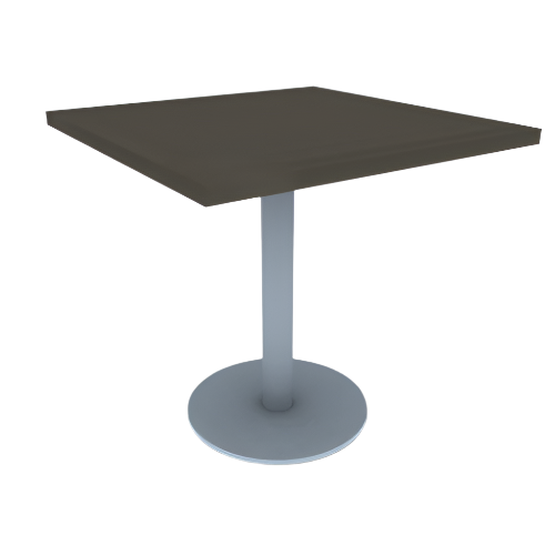 Proof 30" Square Pedestal Cafe Table with Round Stainless Steel Base HPL Top