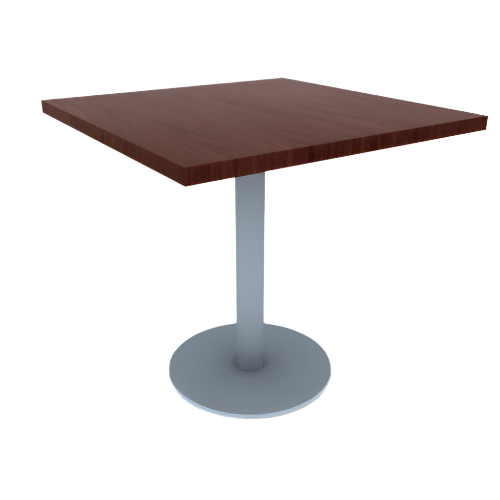 Proof 30" Square Pedestal Cafe Table with Round Stainless Steel Base HPL Top