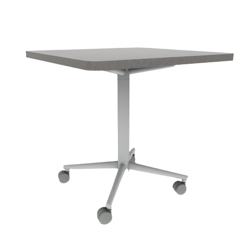 Vaux 30" Rounded Square Cafe Table HPL Top with Square Edge Casters 30"H