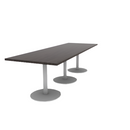 Proof 36" x 108" Rectangle Pedestal Cafe Table with Round Base Set of 3 HPL Top