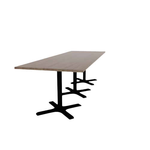 Proof 30" x 108" Rectangle Pedestal Cafe Table with X-Base Set of 3 HPL Top