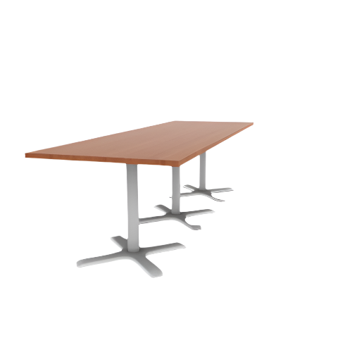 Proof 30" x 108" Rectangle Pedestal Cafe Table with X-Base Set of 3 HPL Top