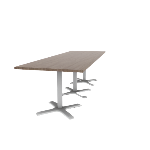 Proof 30" x 108" Rectangle Pedestal Cafe Table with X-Base Set of 3 HPL Top