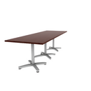 Proof 36" x 108" Rectangle Pedestal Cafe Table with Arched Base Set of 3 HPL Top