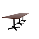 Proof 36" x 108" Rectangle Pedestal Cafe Table with Arched Base Set of 3 HPL Top