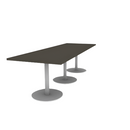 Proof 36" x 108" Rectangle Pedestal Cafe Table with Round Steel Base Set of 3 HPL Top
